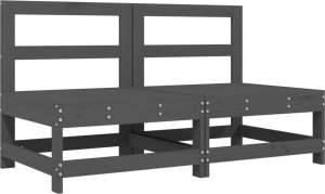 vidaXL Siedziska środkowe z poduszkami, 2 szt., szare, drewno sosnowe 3