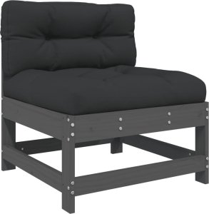 vidaXL Siedziska środkowe z poduszkami, 2 szt., szare, drewno sosnowe 4