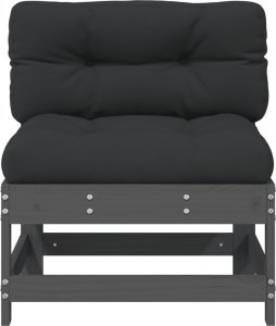 vidaXL Siedziska środkowe z poduszkami, 2 szt., szare, drewno sosnowe 5