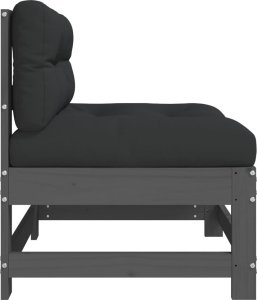 vidaXL Siedziska środkowe z poduszkami, 2 szt., szare, drewno sosnowe 6