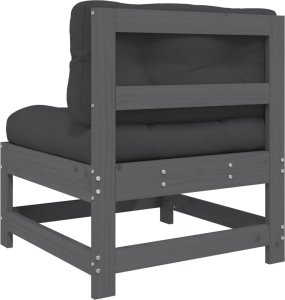 vidaXL Siedziska środkowe z poduszkami, 2 szt., szare, drewno sosnowe 7