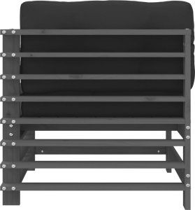 vidaXL Siedzisko narożne z poduszkami, szare, lite drewno sosnowe 4