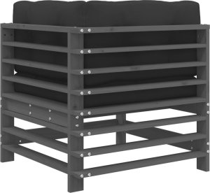 vidaXL Siedzisko narożne z poduszkami, szare, lite drewno sosnowe 5