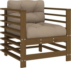vidaXL Fotele ogrodowe z poduszkami, 2 szt., miodowe, drewno sosnowe 3