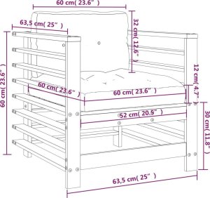 vidaXL Fotele ogrodowe z poduszkami, 2 szt., miodowe, drewno sosnowe 10