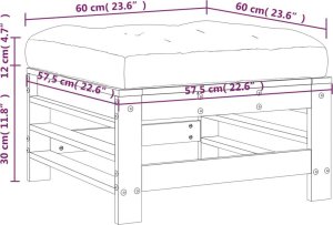 vidaXL Podnóżek ogrodowy z poduszką, miodowy brąz, lite drewno sosnowe 9