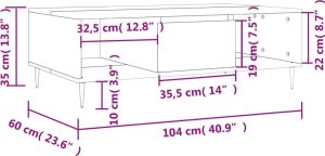 vidaXL Stolik kawowy, biały o wysokim połysku, 104x60x35 cm 10