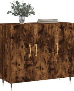 vidaXL Szafka, przydymiony dąb, 90x34x80 cm 3