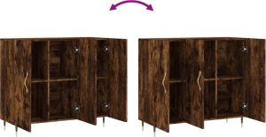 vidaXL Szafka, przydymiony dąb, 90x34x80 cm 9