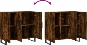 vidaXL Szafka, przydymiony dąb, 90x34x80 cm 9