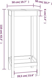 vidaXL Stolik barowy, 50x50x110 cm, lite drewno sosnowe 8