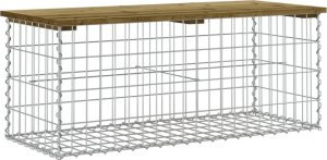 vidaXL Ławka ogrodowa z gabionem, 103x44x42 cm, impregnowana sosna 2