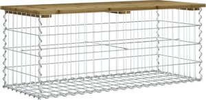 vidaXL Ławka ogrodowa z gabionem, 103x44x42 cm, impregnowana sosna 5