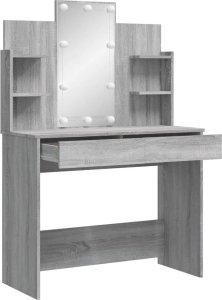 vidaXL Toaletka z oświetleniem LED, szary dąb sonoma, 96x40x142 cm 3