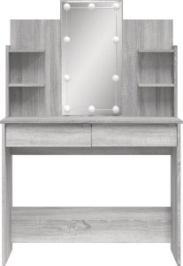 vidaXL Toaletka z oświetleniem LED, szary dąb sonoma, 96x40x142 cm 4