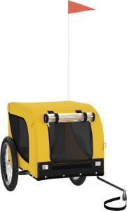 vidaXL Przyczepka rowerowa dla psa, żółto-czarna, tkanina i żelazo 2