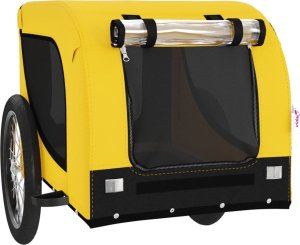 vidaXL Przyczepka rowerowa dla psa, żółto-czarna, tkanina i żelazo 4