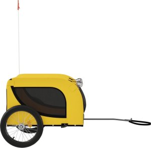 vidaXL Przyczepka rowerowa dla psa, żółto-czarna, tkanina i żelazo 5