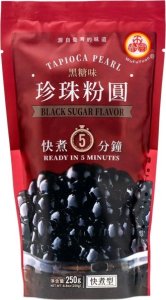 WuFuYuan Tapioka Pearl Black Sugar, błyskawiczne perełki do Bubble Tea o smaku czarnego cukru 250g - WuFuYuan 1