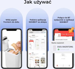 Drukarka etykiet Niimbot D101 Przenośna drukarka termiczna + rolka etykiet 6