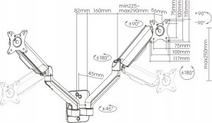 Spacetronik Uchwyt ścienny na 2 monitory 17" - 32" (SPA-WG112) 2
