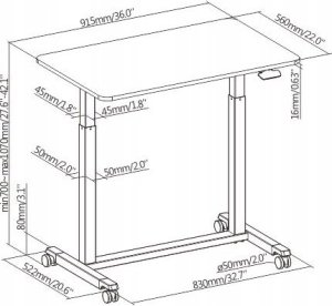 Biurko Spacetronik Przenośny Regulowany gazowo stolik na kółkach Buddy 04 czarny 11