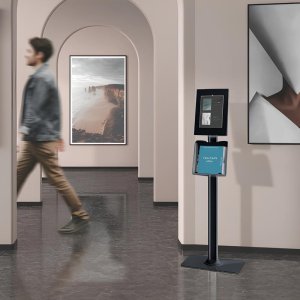 Stojak Spacetronik Ochronny Statyw podstawka obudowa POS na tablet z organizerem do kabli 2