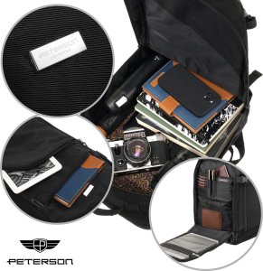 Plecak turystyczny Peterson Plecak podróżny bagaż podręczny unisex kabinówka samolotowy czarny TOK-DPETERSON 2