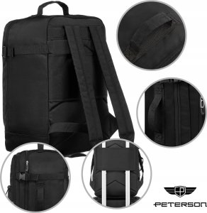 Plecak turystyczny Peterson Plecak podróżny bagaż podręczny unisex kabinówka samolotowy czarny TOK-DPETERSON 3