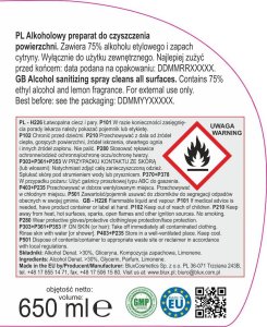 BluxCosmetics Płyn alkoholowy do czyszczenia powierzchni 650 ml 2