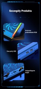 Podstawka chłodząca Mobilari PODSTAWKA CHŁODZĄCA POD LAPTOP-A 12-17' 8xVENT LED 15