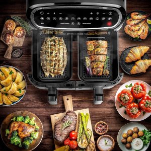 Frytkownica beztłuszczowa Duronic Duronic AF24 Airfryer XXL dwie komory po 4,5l  | frytkownica beztłuszczowa podwójna | na gorące powietrze piekarnik | temperatura 50-200 stopni 3