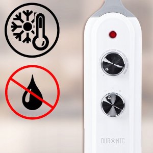 Grzejnik Duronic HV180 Grzejnik elektryczny przenośny 1800W z termostatem w technologii miki bezolejowy 2 programy grzewcze o dużej mocy 6