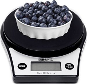 Waga kuchenna Duronic Duronic KS6000 BKCR Elektroniczna waga kuchenna z misą | 5 kg | czarna waga | cyfrowy niebieski wyświetlacz | płaska 3