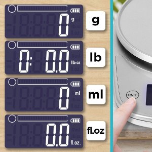 Waga kuchenna Duronic KS5000 SRSS Cyfrowa waga kuchenna srebrna do 5 kg z 2,5 l misą ze stali nierdzewnej | waga elektroniczna z bateriami w zestawie 3