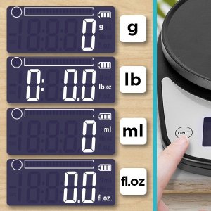 Waga kuchenna Duronic Duronic KS5000 BKSS Cyfrowa waga kuchenna do 5 kg z 2,5 l misą ze stali nierdzewnej | waga elektroniczna z dużym wyświetlaczem | baterie w zestawie 2