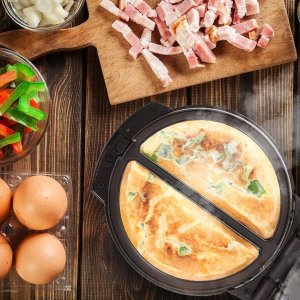 Duronic Duronic OM60 Elektryczna patelnia do omletów bez przewracania 600W omleciarka wyjmowane talerze | urządzenie do omletów | łatwe mycie | 2 omlety na raz w 5-6 min | nieprzywierająca powłoka | frittata 4