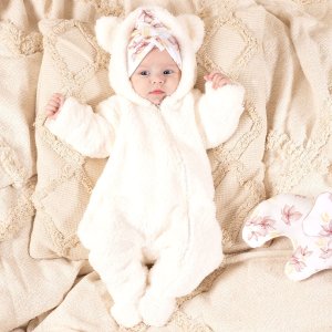 NICOL Kombinezon dla dziewczynki  pajac futerko niemowlęcy wyprawka  kremowy Nicol Lou 68 2