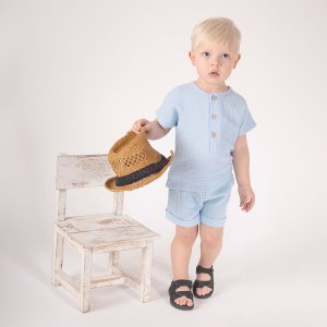 NICOL Krótkie spodenki bawełniane dla chłopca niebieskie muślin 116 2