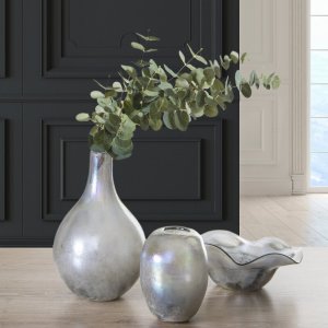 Eurofirany SZKLANY WAZON DEKORACYJNY MASON1 (2) (FI) 14X18 CM SREBRNY 2