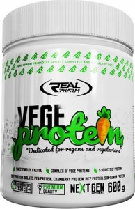 Real Pharm REAL PHARM VEGE PROTEIN BIAŁKO WEGAŃSKIE PROSZEK 600G - Truskawka 1