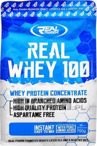 Real Pharm REAL PHARM REAL WHEY 100 KONCENTRAT BIAŁKA PROSZEK 700G - Masło orzechowe 2