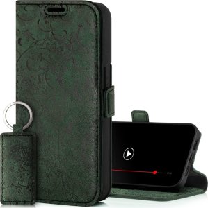 Surazo SURAZO Premium MJ - Skórzane Etui Na Smartphone Portfel z Klapką - Ornament Ciemny Zielony Apple iPhone 15 Plus 1