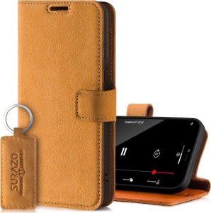 Surazo Skórzane etui na telefon RFID Wallet case - Nubuk Camel - TPU Czarne Xiaomi Redmi Note 12 Pro+ 1