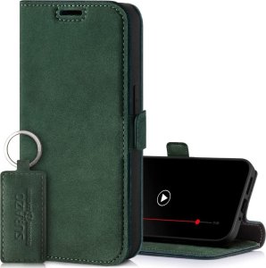 Surazo SURAZO Premium MJ - Skórzane Etui Na Smartphone Portfel z Klapką - Nubuk Zielony Xiaomi Redmi Note 12 Pro+ 1