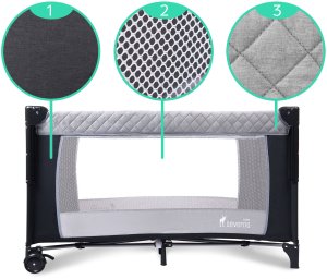 Severno Kids Łóżeczko turystyczne Overnight składane dostawne 3 poziomy + torba 5