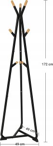 Severno Wieszak stojący na ubrania loft YOKO czarny 172 cm 8