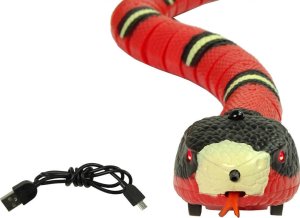 LeanToys Zdalnie Sterowany Wąż Na Dotyk Czerwony Czarne Paski 3