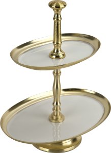 Ewax Patera metalowa dwupoziomowa owalna z białym szkliwem 2975 2