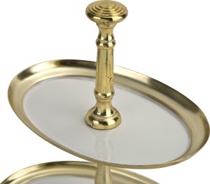 Ewax Patera metalowa dwupoziomowa owalna z białym szkliwem 2975 3